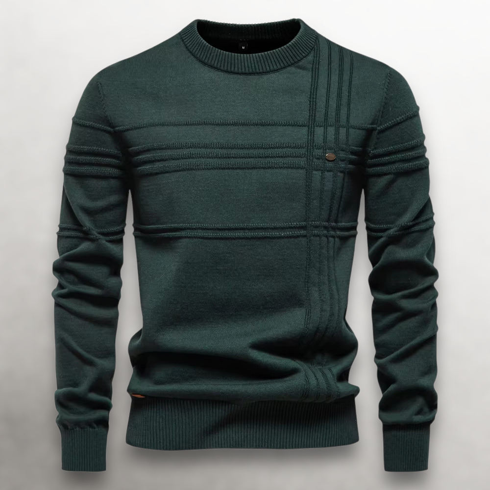 Structured Grid Cotton Sweater